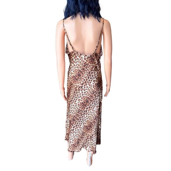 NEW Bebe Animal Print Satin Midi Dress Size Medium - Picture 5 of 6